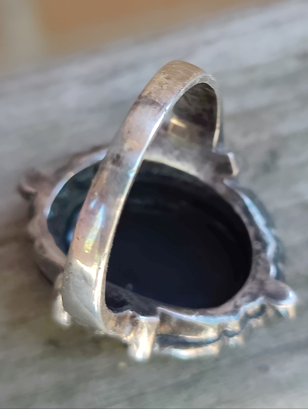 Vintage Sterling Black Onyx And Marcasite Ring - Picture 3 of 8